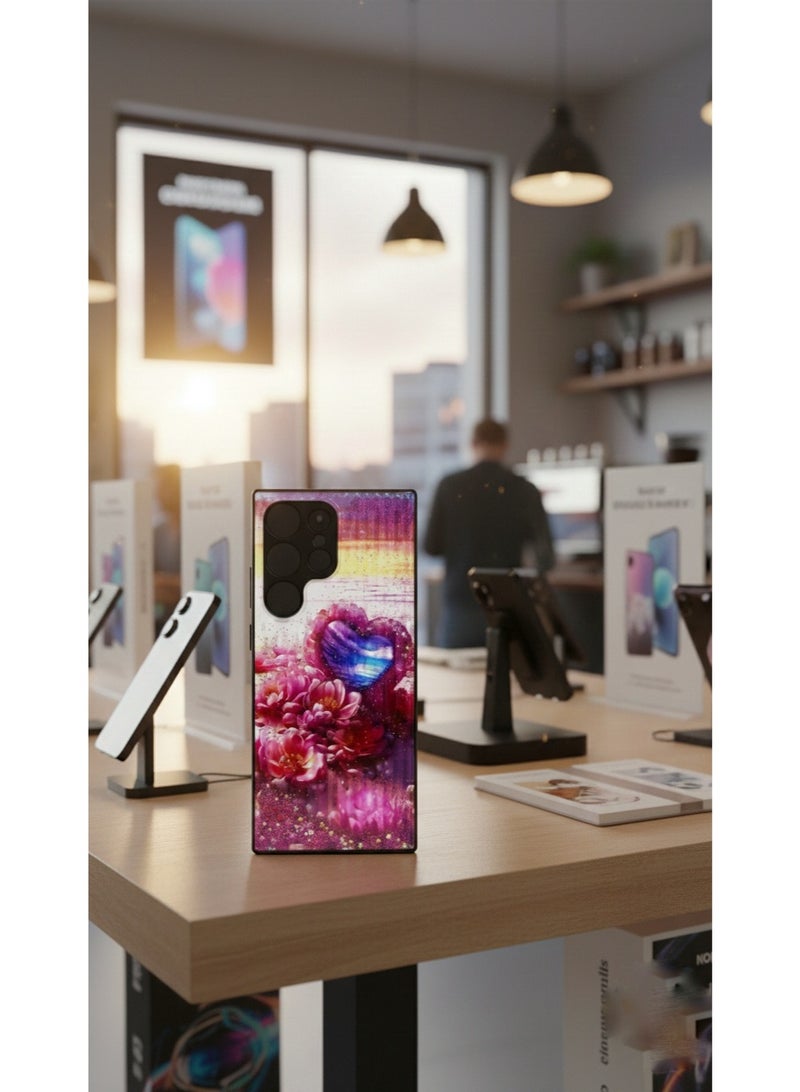 Grace ​back case S23 ultra -Dreamy Bloom Heart Case | Abstract Pink Floral Tech Accessory - Protctive cover For S23 Ultra - Image 4